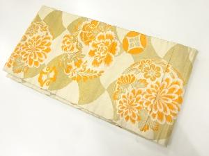 アンティーク　花丸文様織出し子供帯（材料）